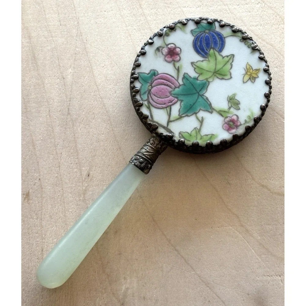 Vintage Small Porcelain Hand Mirror 5